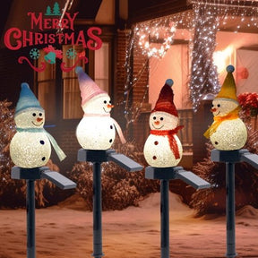 Solar Outdoor Decor Light Christmas Snowman Decoration Stake light - Lilishomespark