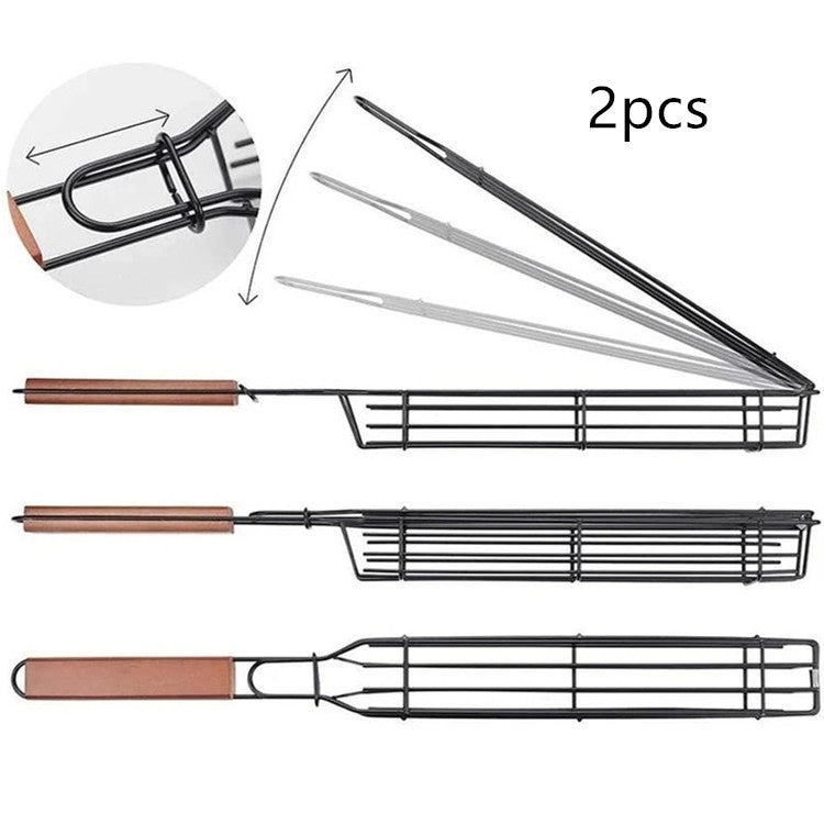 BBQ Grill Mesh Stainless Steel Tools Kitchen Accessories 0 HomeSpark Burlywood2pc  