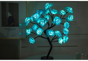 Rose Flower Lamp USB Battery Operated LED Table Lamp Bonsai Tree Night Lights Garland Bedroom Decoration Lights Home Decor 0 HomeSpark Blue black  