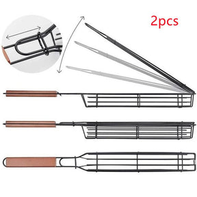 BBQ Grill Mesh Stainless Steel Tools Kitchen Accessories 0 HomeSpark Burlywood 45cm 2pcs  