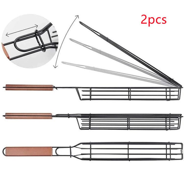 BBQ Grill Mesh Stainless Steel Tools Kitchen Accessories 0 HomeSpark Burlywood 45cm 2pcs  