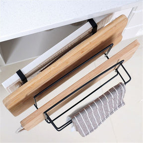 Kitchen Double Layer Towel Rack Hanging Holder Cabinets Shelf Chopping Board Storage Rack 0 HomeSpark   