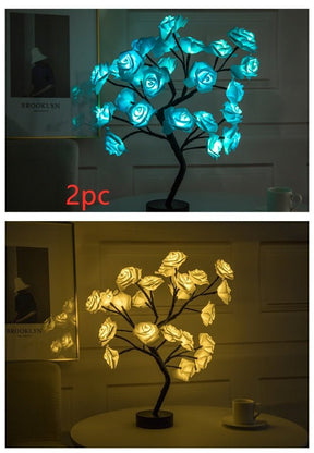 Rose Flower Lamp USB Battery Operated LED Table Lamp Bonsai Tree Night Lights Garland Bedroom Decoration Lights Home Decor 0 HomeSpark Set3  