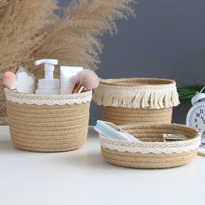 Jute Storage Basket Cosmetics Home 0 HomeSpark   