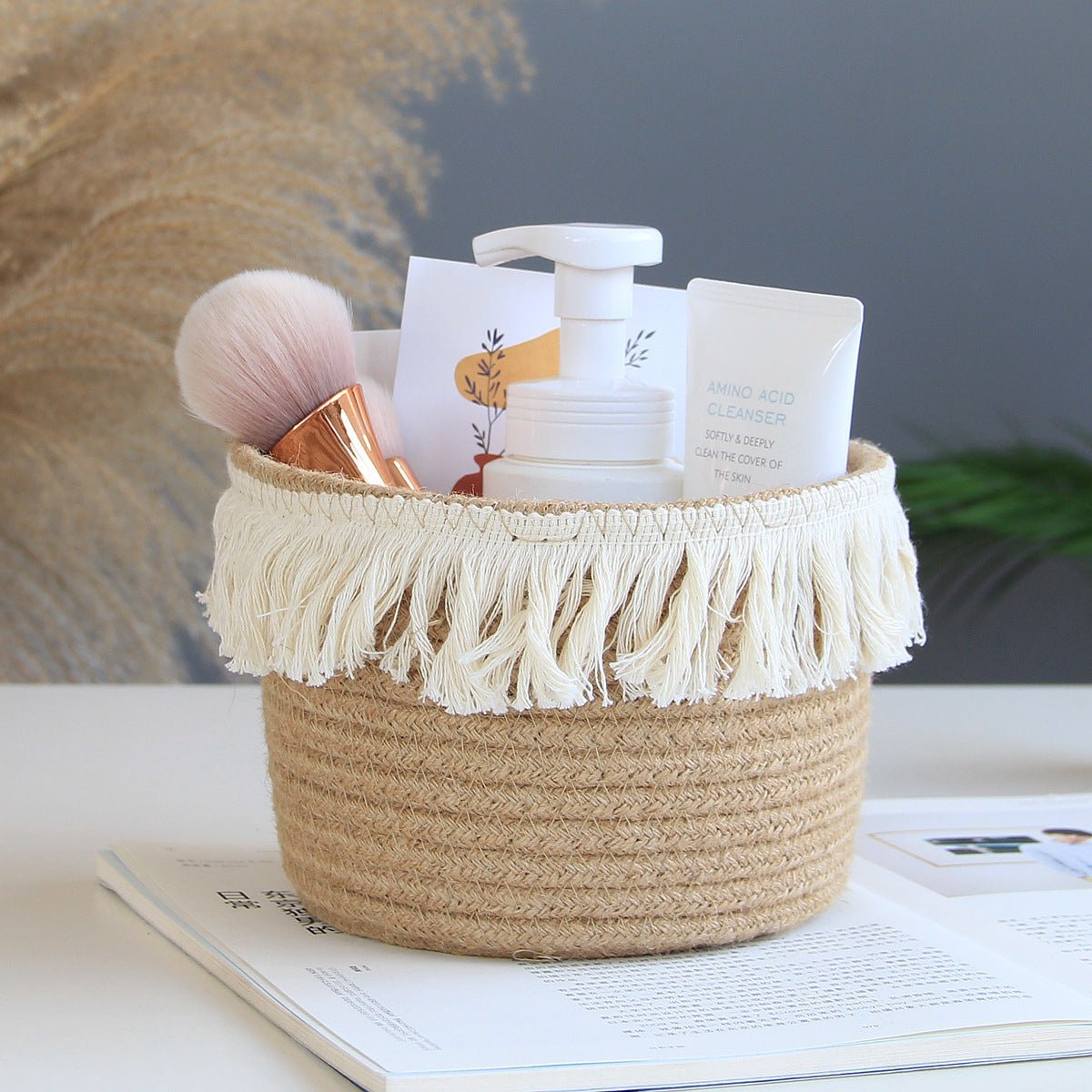 Jute Storage Basket Cosmetics Home 0 HomeSpark   