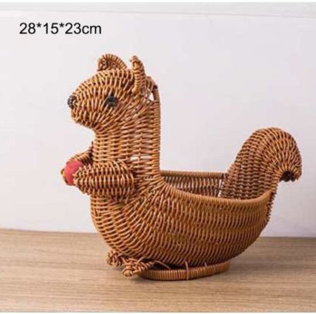 Creative Rattan Fruit Basket Home Furnishings Home Storage 0 HomeSpark Squirrel Large  