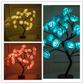 Rose Flower Lamp USB Battery Operated LED Table Lamp Bonsai Tree Night Lights Garland Bedroom Decoration Lights Home Decor 0 HomeSpark Set1  