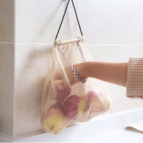 Polyester Mesh Kitchen Storage Bag Portable Net Bag Shopping Bag Home Storage Wall Shelves Kitchen Accessories 0 HomeSpark   