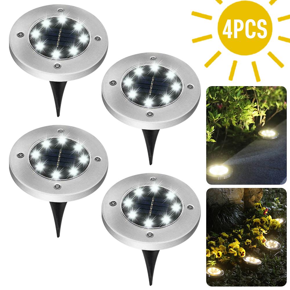 4/8 LEDs Solar Powered Buried Light Outdoor Pathway Garden Decking Lighting Pink Iolaus   