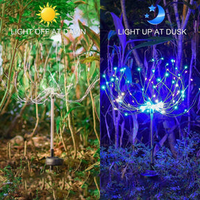 2PCS Solar Fireworks Lamps 90 LED Multi-Color Outdoor Christmas Lights Lighting Pink Iolaus   