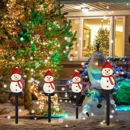 Solar Outdoor Decor Light Christmas Snowman Decoration Stake light - Lilishomespark