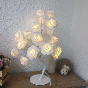 Rose Flower Lamp USB Battery Operated LED Table Lamp Bonsai Tree Night Lights Garland Bedroom Decoration Lights Home Decor 0 HomeSpark All white  