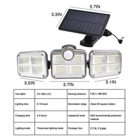 Solar Sensor Light 122 LED 3Head Outdoor Spotlight with 3 Modes Lighting Pink Iolaus   