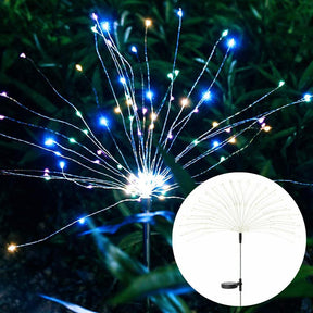 2PCS Solar Fireworks Lamps 90 LED Multi-Color Outdoor Christmas Lights Lighting Pink Iolaus   