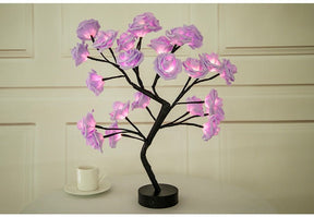 Rose Flower Lamp USB Battery Operated LED Table Lamp Bonsai Tree Night Lights Garland Bedroom Decoration Lights Home Decor 0 HomeSpark Purple black  