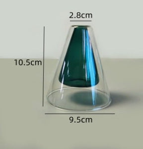 Vases Glass Vase Home Decor Room Decor Modern Wedding Decoration Hydroponic Flower Pot Double Glass Container Crafts Ornament 0 HomeSpark Small triangle inner green  