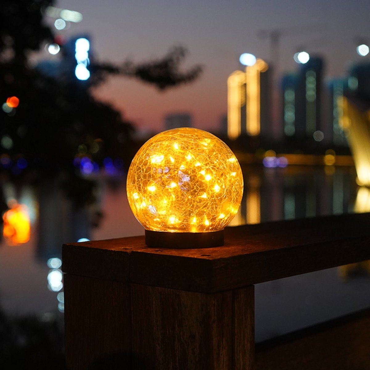 2Pcs Solar Lights Outdoor Garden Decor Cracked Glass Ball Warm Lights Lighting Pink Iolaus   