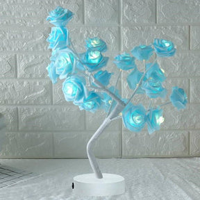 Rose Flower Lamp USB Battery Operated LED Table Lamp Bonsai Tree Night Lights Garland Bedroom Decoration Lights Home Decor 0 HomeSpark Blue white  