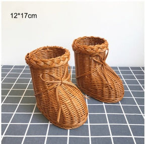 Creative Rattan Fruit Basket Home Furnishings Home Storage 0 HomeSpark Shoe basket  