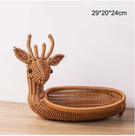 Creative Rattan Fruit Basket Home Furnishings Home Storage 0 HomeSpark Fawn  