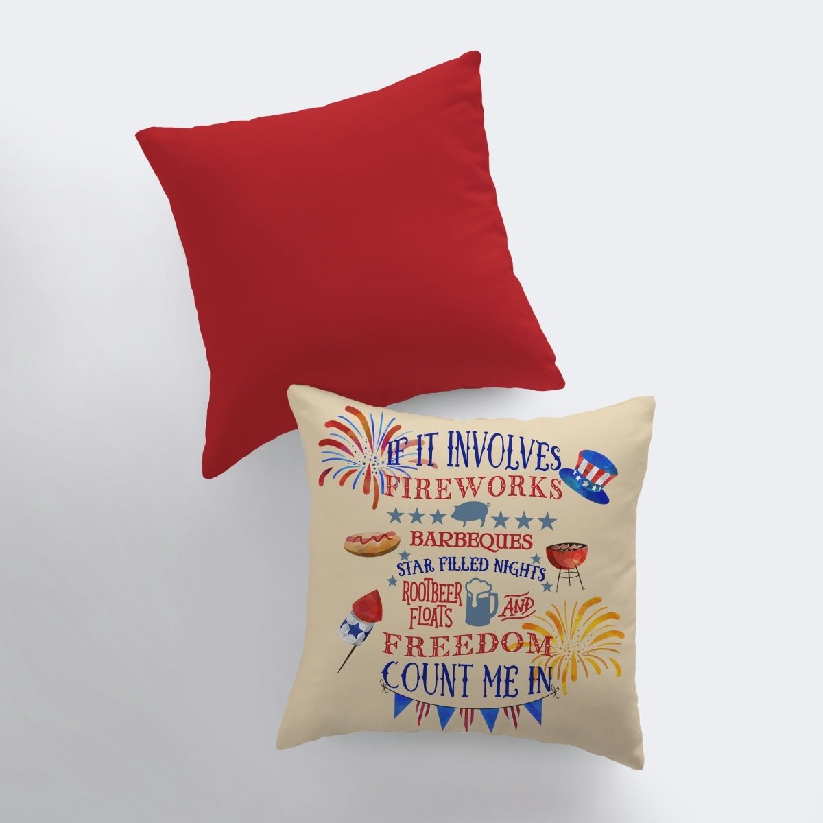 Fourth of July | Pillow Cover | Memorial Gift | Throw Pillow | Home Home Decor Maroon Abderus   