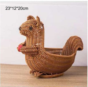 Creative Rattan Fruit Basket Home Furnishings Home Storage 0 HomeSpark Squirrel Trumpet  