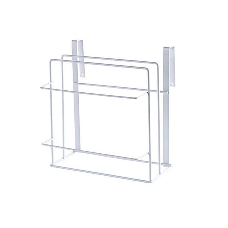 Kitchen Double Layer Towel Rack Hanging Holder Cabinets Shelf Chopping Board Storage Rack 0 HomeSpark White  