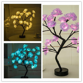 Rose Flower Lamp USB Battery Operated LED Table Lamp Bonsai Tree Night Lights Garland Bedroom Decoration Lights Home Decor 0 HomeSpark Set4  