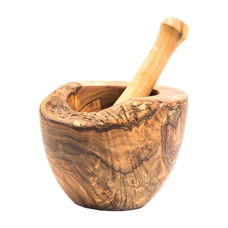 Olive Wood Rustic Mortar and Pestle Kitchen Accessories Jade Chrysippus   