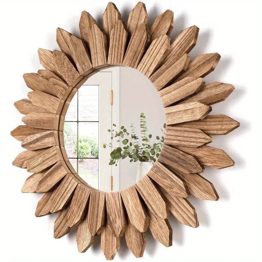 Surya Rustic Wood Mirror - Lilishomespark