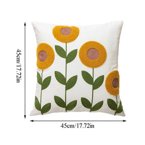 Flower Embroidery Throw Pillow Cover - Lilishomespark