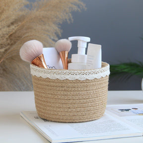 Jute Storage Basket Cosmetics Home 0 HomeSpark Jute High Wave Flower  