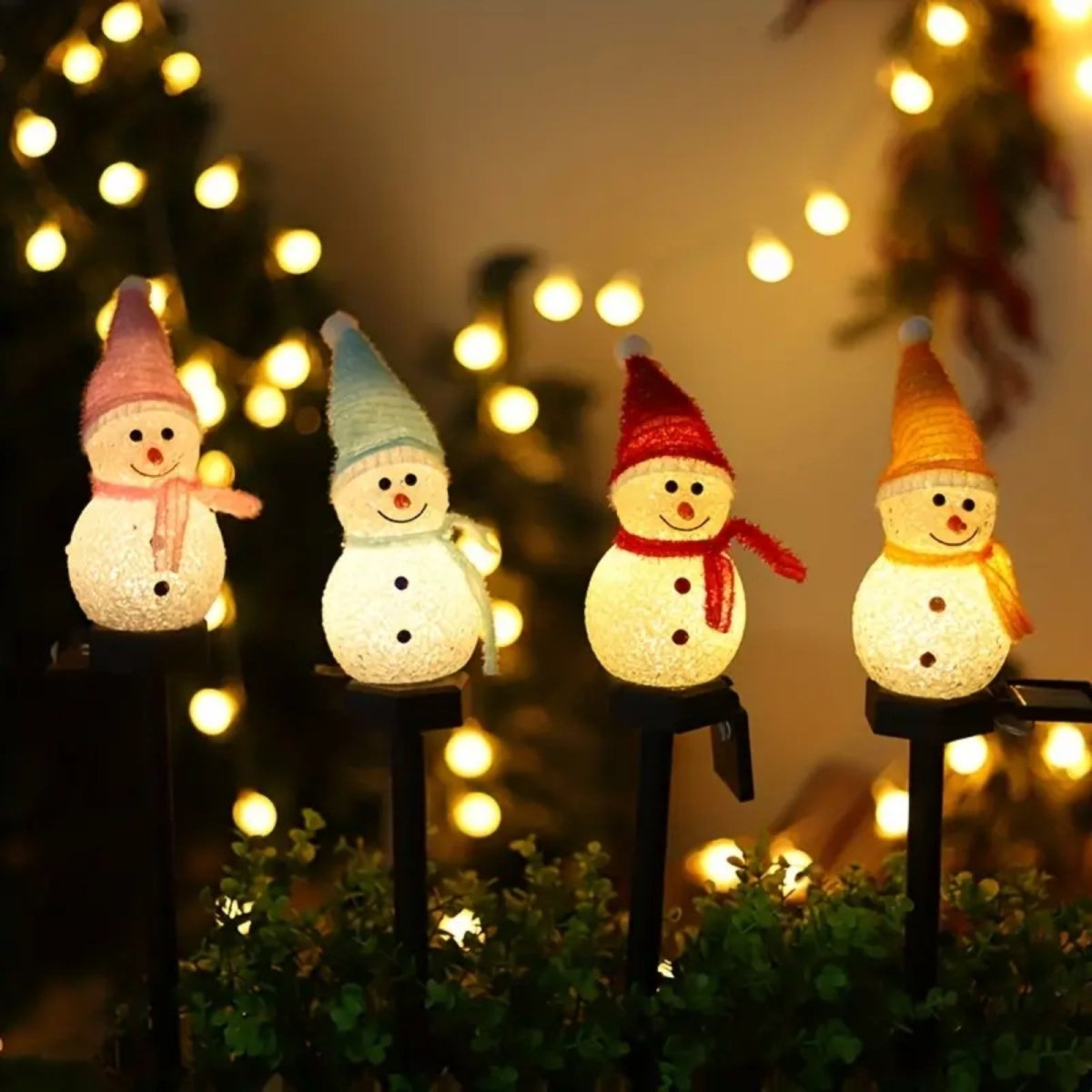 Solar Outdoor Decor Light Christmas Snowman Decoration Stake light - Lilishomespark