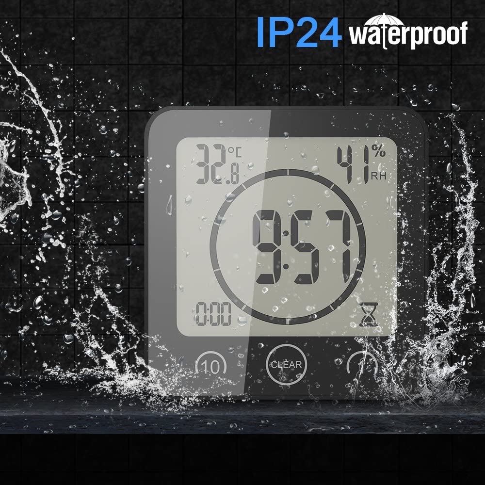 Waterproof Shower Clock Timer Clock with Alarm - Lilishomespark