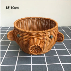 Creative Rattan Fruit Basket Home Furnishings Home Storage 0 HomeSpark Piggy  