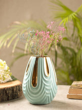 Emrald Ceramic Vase - Ribbed Design, Flower Holder - Lilishomespark