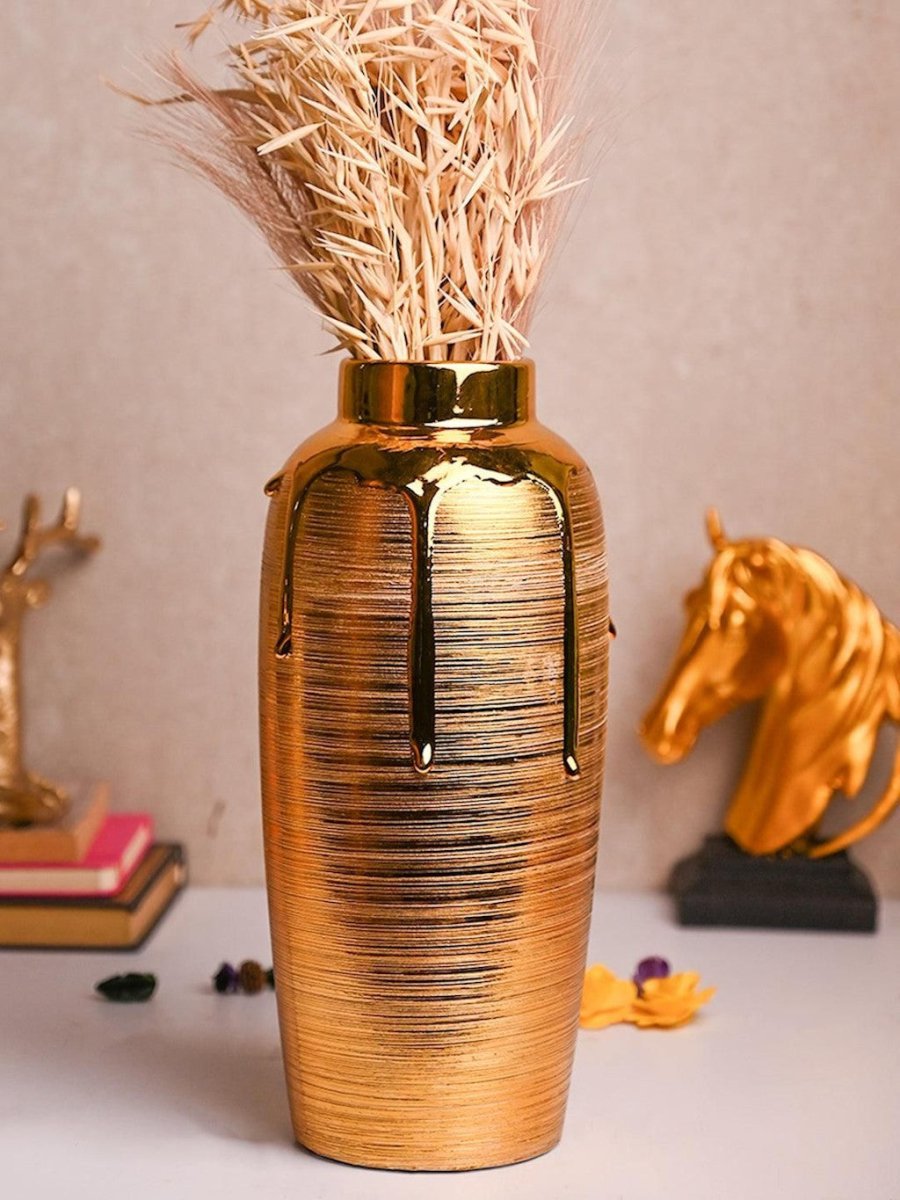 Stylish Golden Ceramic Vase - Lilishomespark