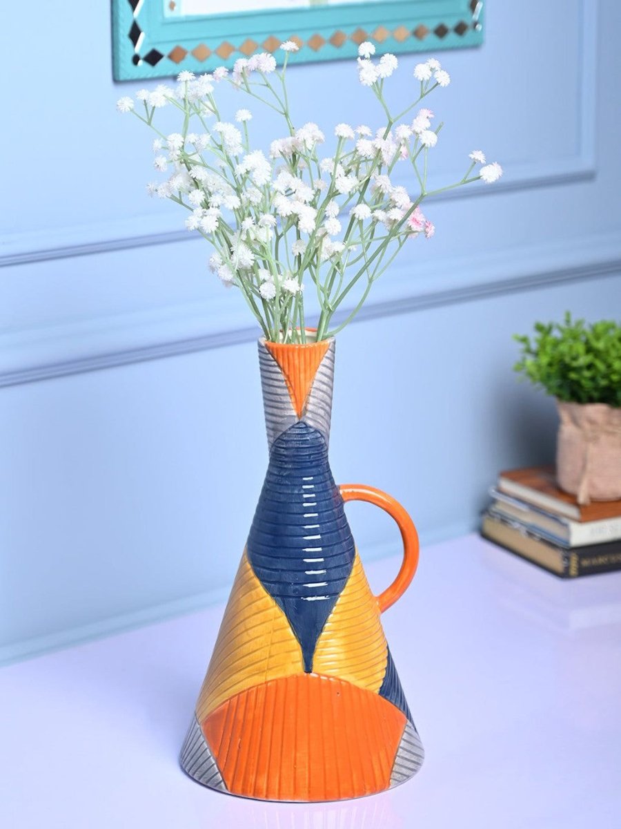 Striped Sophistication - Multi-Color Asymmetrical Vase - Lilishomespark