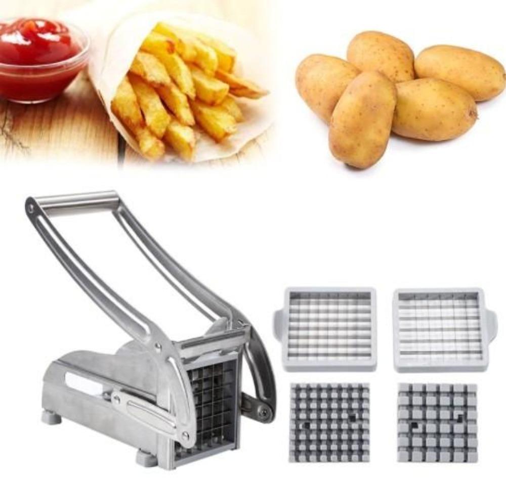 Stainless Steel French Fries and Potato Cutter with 2 Different Blades Kitchen Yellow Pandora   