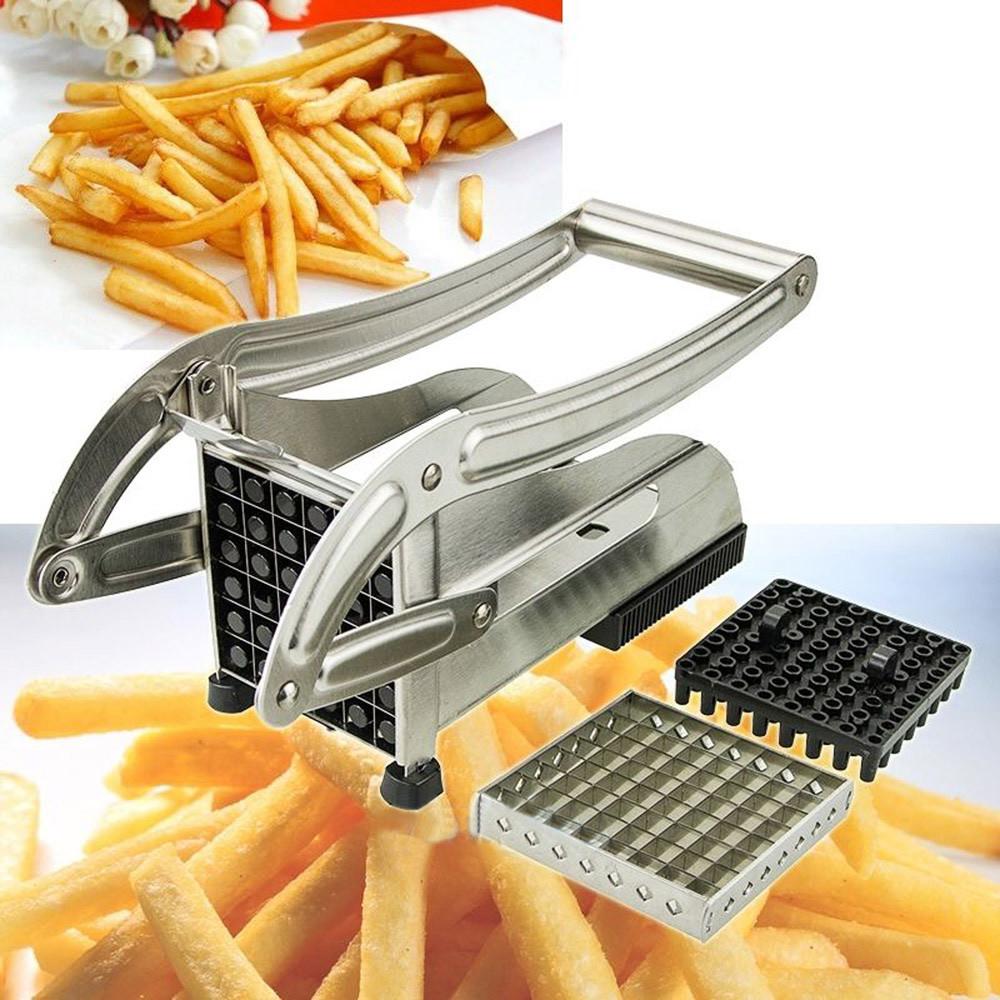 Stainless Steel French Fries and Potato Cutter with 2 Different Blades Kitchen Yellow Pandora   