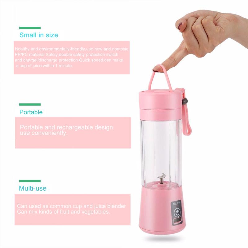 Portable Smoothie Blender, 380ml Juicer Bottle, USB Rechargeable, For - Lilishomespark